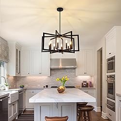 Bairth 8-Light Black Chandelier, Farmhouse Dining