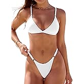 SWIMLANCE Womens Bikini Sets Two Piece Back Tie String Sexy V Neck Triangle Thong Cheeky Bathing Suit Swimsuit Swimwear