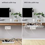 CYEER 2PCS White Under Desk Cable Management Tray No Drill Clamp Mount Metal view 5