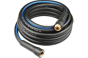 EADUTY Hybrid Garden Hose 5/8 IN. x 25 FT, Heavy Duty, Lightweight, Flexible with Swivel Grip Handle and Solid Brass Fittings, Gray+Blue