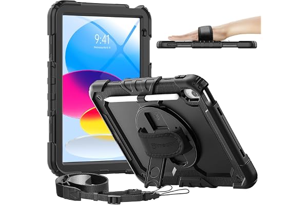 Timecity Case for iPad (A16) 11th/10th Generation 2025/2022,Shockproof Protective Case with Screen Protect Rotate Folding Sta
