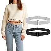 JASGOOD Crop Top Tuck Waist Band for T-Shirts Adjustable Sweater Tuck Band Belt Elastic Belts for Women 2 Pack