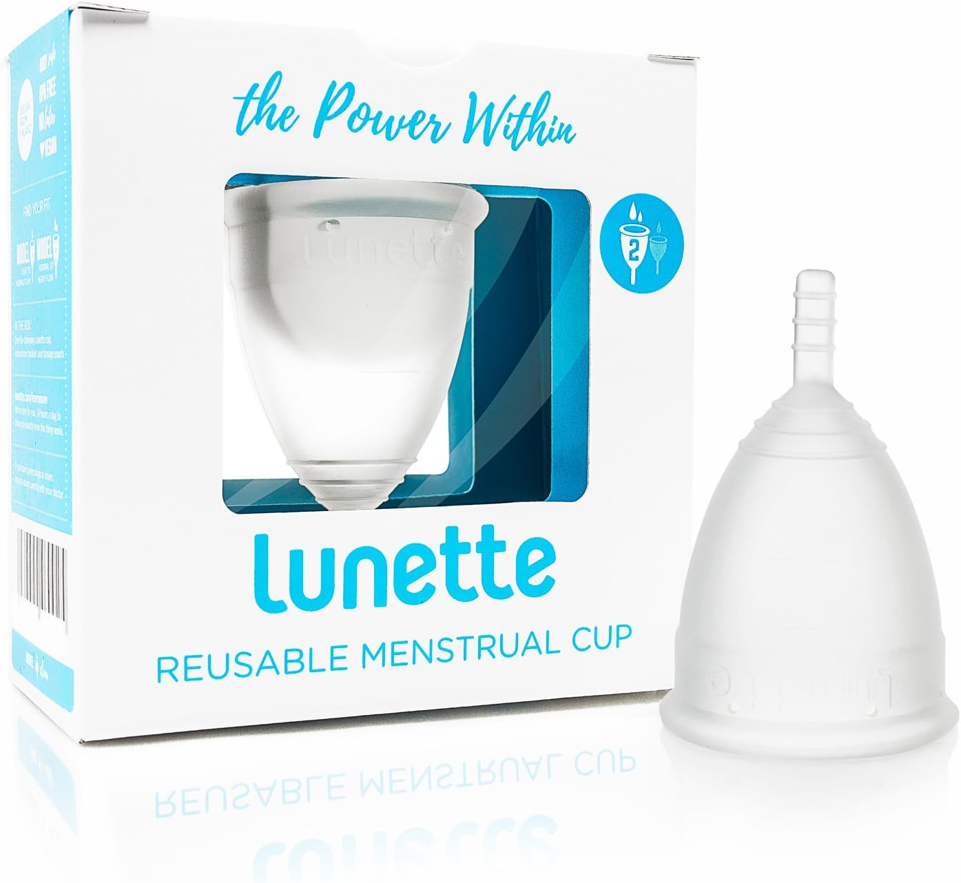 Lunette Reusable Menstrual Cup - Clear - Model 2 for Normal or Heavy Flow - (Multilanguage Pack)