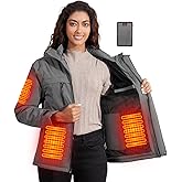 Brimekey Heated Jacket for Women with 20000mAh Battery Pack Fleece Lining Womens Heated Coat Waterproof Skiing Hunting