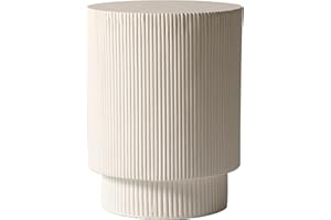 LeisureMod Modern Side Table Round Fiberstone Top Accent End Table for Home, Outdoor Patio, Living Room Sofa, Weather-Resistant, Eden Series in White