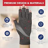 Dr. Arthritis Compression Gloves & Handbook for Arthritis Carpal Tunnel Grey M view 5