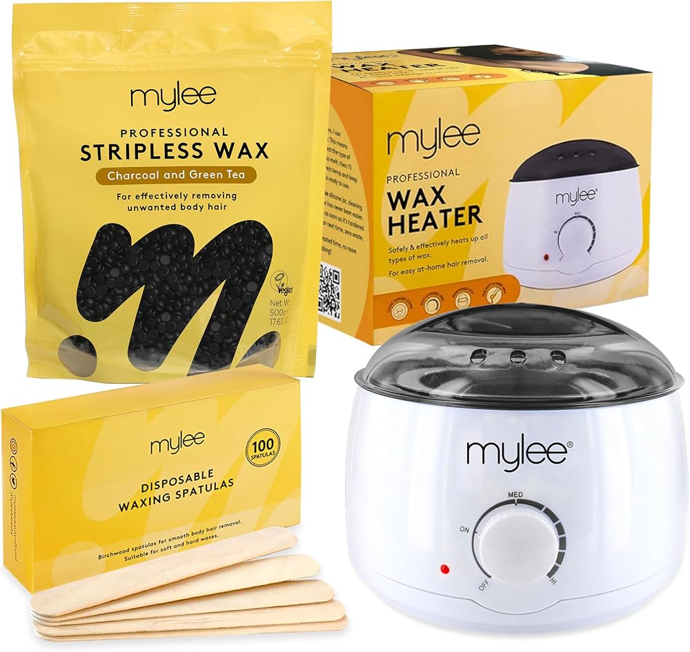 Mylee Professional Waxing Kit with Wax Heater Charcoal Green Tea 500g Beads