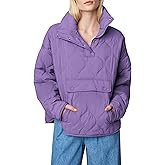 Yousify Womens Puffer Jackets Pullover Quilted Lightweight Jacket Long Sleeve Half Zip Up Coat with Pocket S-2XL