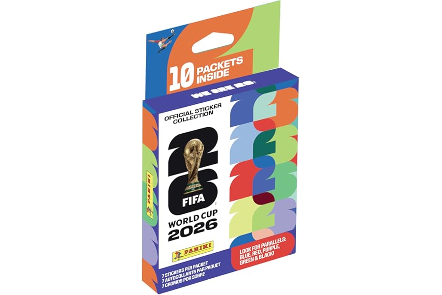 2026 Panini FIFA World Cup Sticker EcoBlister – 10 Official Sticker Packs – Includes Amazon Parallel Inserts – Licensed Tournament Collection