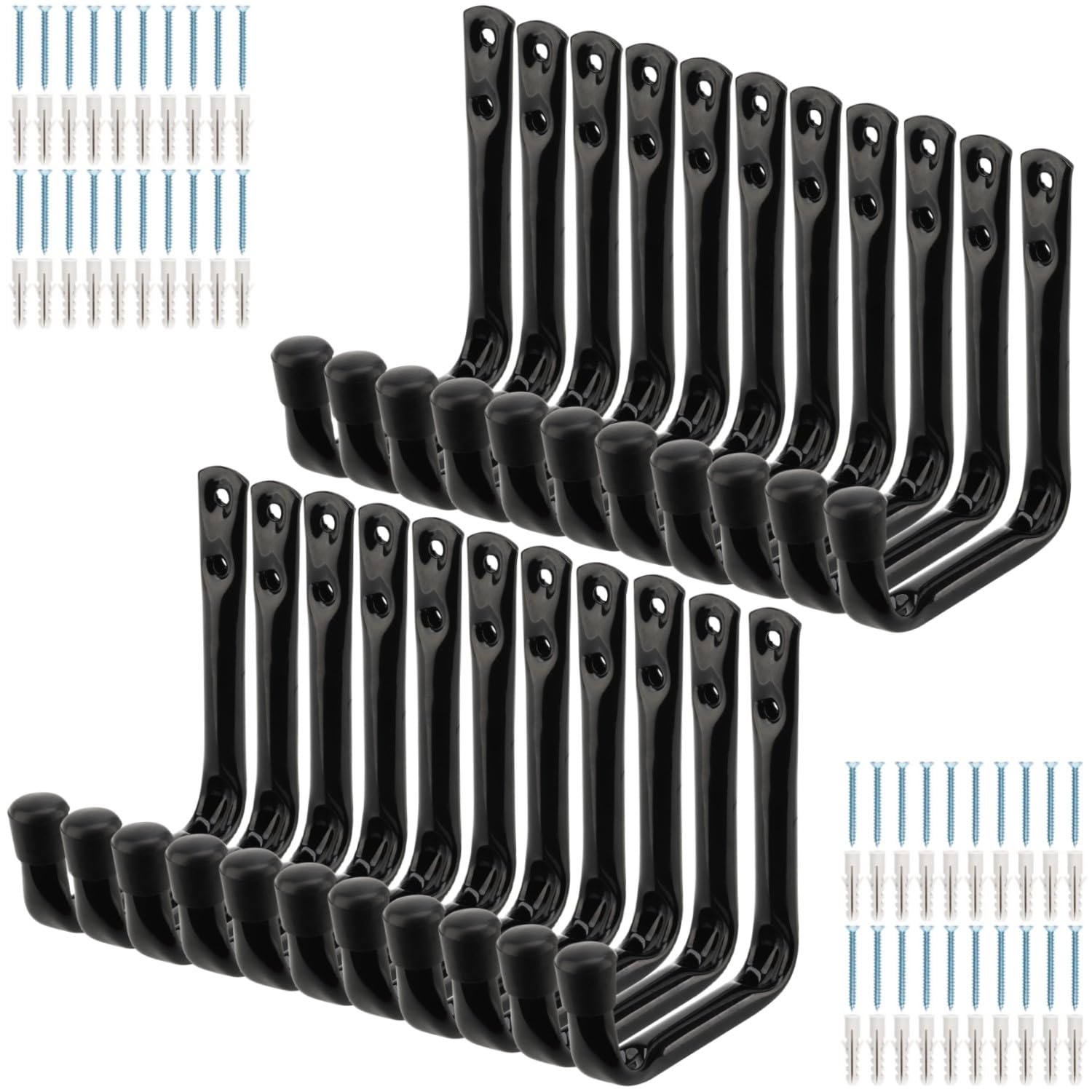 pipabiba 20Pcs Garage Storage Hooks, Heavy Duty J Utility Hook, Wall Mounted Hangers, Garden Tools Storage Organiser (11.5cm x 10cm)