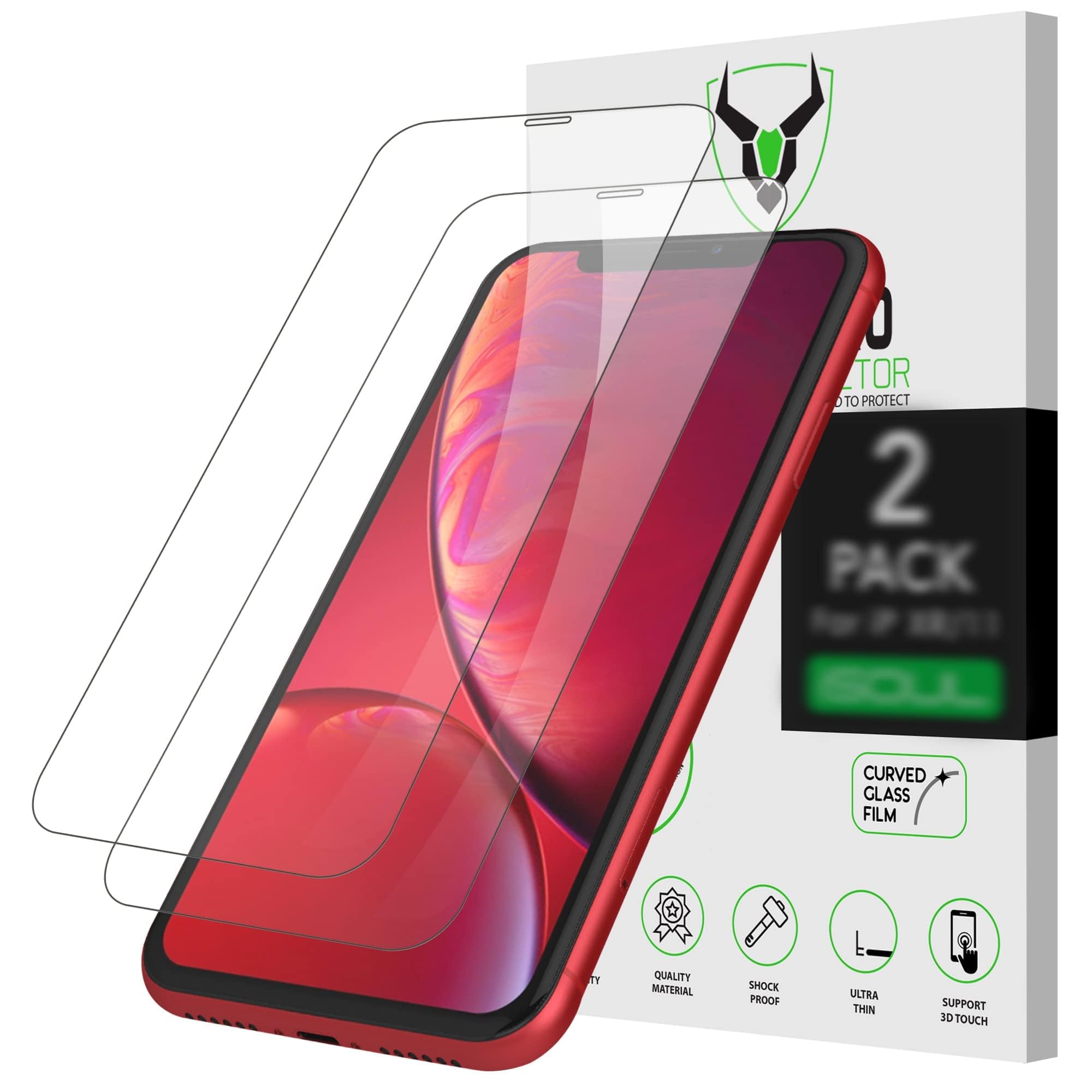 iSOUL 2-Pack Screen Protector for iPhone 11 and iPhone XR - 6.1-Inch Tempered Glass Film, Case Friendly & Easy Installation