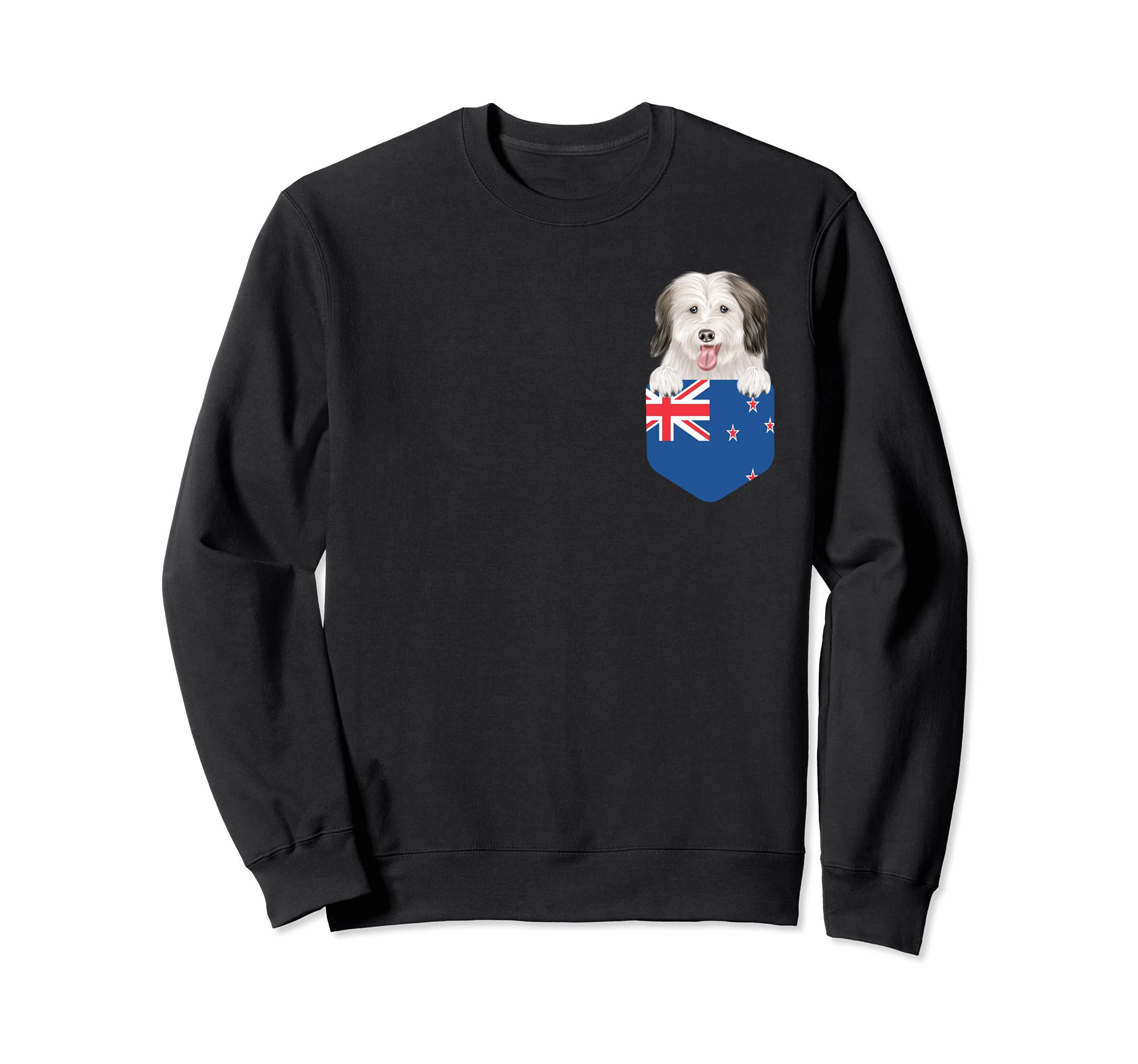 New Zealand Flag Coton de Tulear Dog In Pocket Sweatshirt