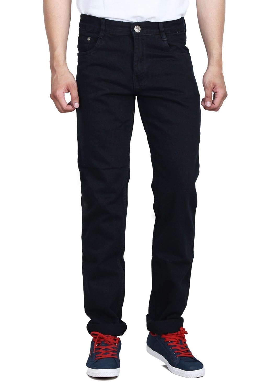 studio nexx men's regular fit non stretch denim (black)