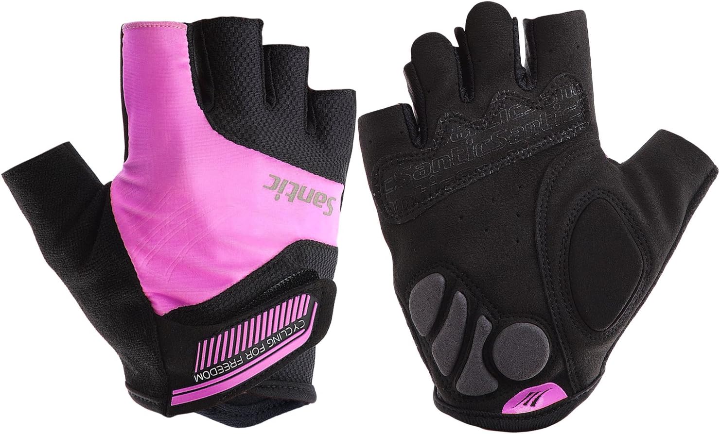 Santic Cycling Gloves Fingerless Cycling Gloves for Men Padded Cycle Gloves Half Finger with Padded Palm for Men and Women