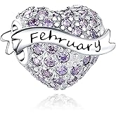 CLYQCL Birthstone Charms 925 Sterling Silver Love Heart Beads Fit Pandora Charms Bracelet, Fit Mother's Day Christmas Birthday Gift
