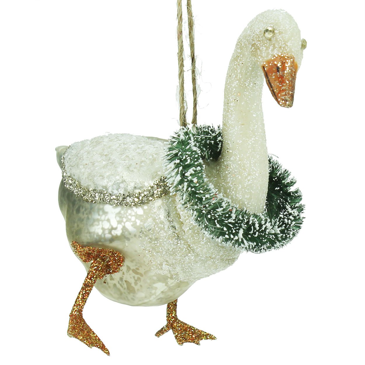 Gisela Graham : Decorazione natalizia: Oca di vetro verniciata
