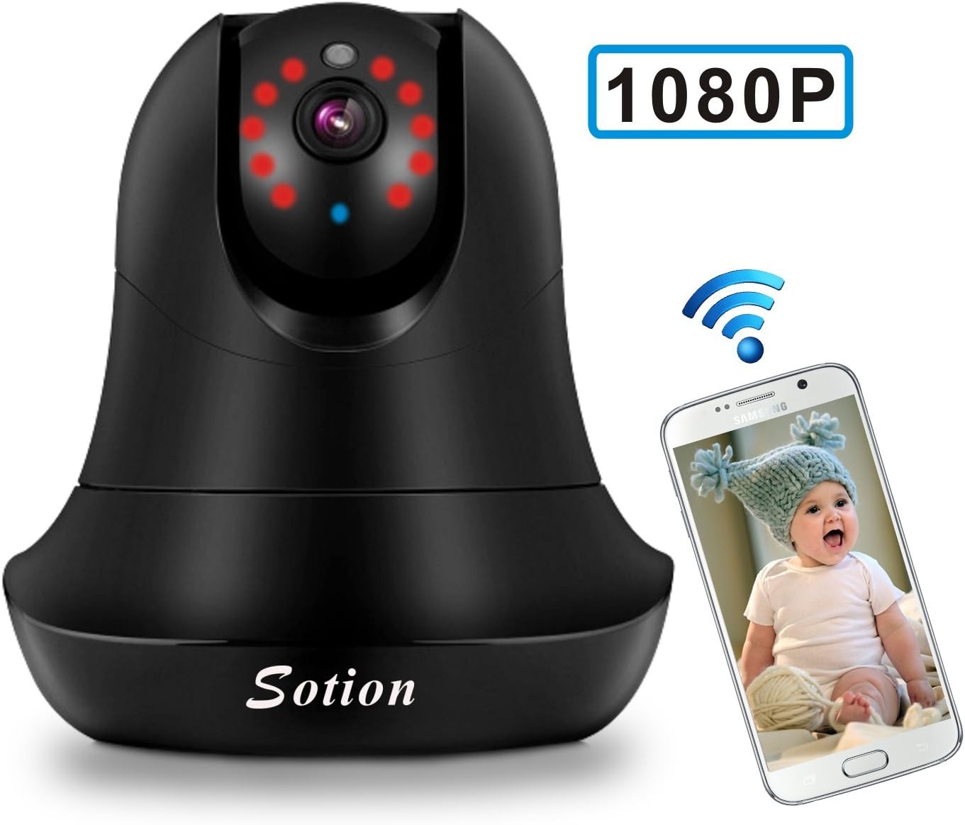 Baby Monitor, 1080P FHD Video Baby Monitor with Camera, Two Way Talk, Night Vision and Motion Detection. Pet Camera, Wireless WiFi Surveillance Security Camera with Pan and Tilt for Home and Business