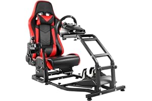 Dardoo Gaming Simulator Cockpit with Red Seat Adjustable Fits for Logitech G29 G920 G923, Thrustmaster T300, Fanatec Racing S