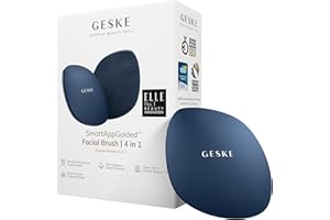 GESKE SmartAppGuided™ Facial Brush | 4 in 1 | Professional Facial Cleansing Brush | Skin Cleansing Silicone Facial Brush | Ro