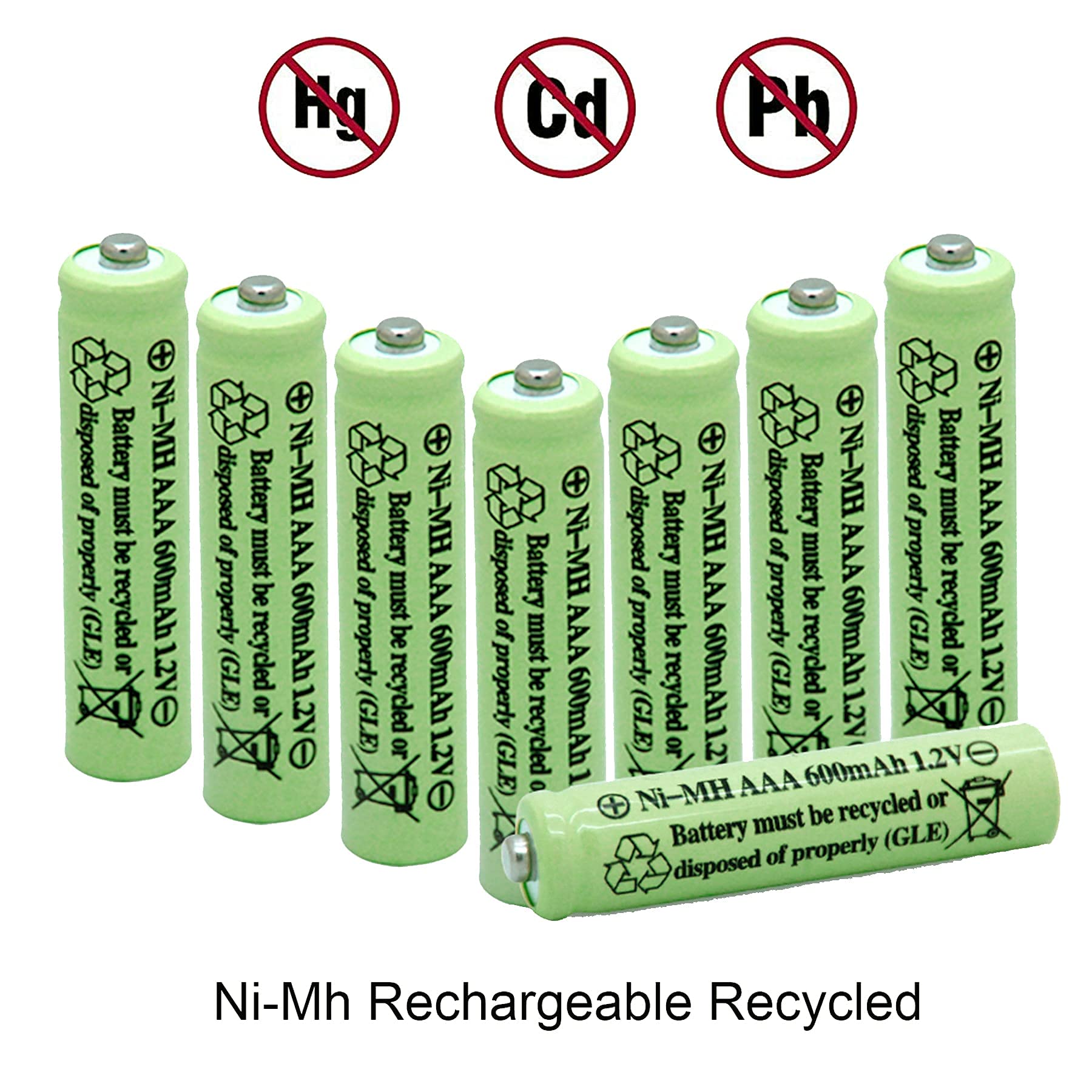 Solar Light Batteries AAA Triple A NIMH 600mAh 1.2V Rechargeable for Garden Lights Remotes Mice(8Pcs)