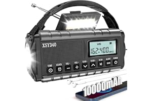 QAUYYW Upgraded 37000mWh Emergency Hand Crank Radio AM/FM with LED Flashlight Solar Radio, Portable Weather Radio, Emergency Cell Phone Charger for Family Outdoor Camping and Emergency Rescue Us