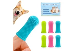 Aujzoo Dog Toothbrush Set (6 Packs), 360º Pets Teeth Cleaning Toothbrush for Dogs Cats Teeth Cleaning,Silicone Finger Teeth B