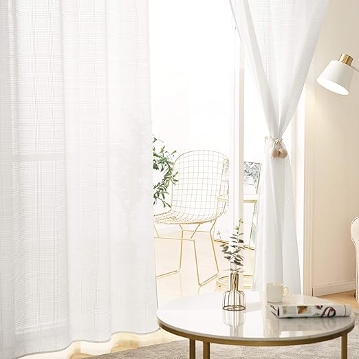 Amazon Com Deconovo White Sheer Curtains Grommet Jacquard
