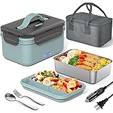 Herrfilk Electric Lunch Box Food Heater 100W, 4 in 1 Ultra Quick Heated Lunch Boxes for Adults 12V/24V/110V/220V Portable Food Warmer for Car/Truck/Office With Fork Spoon and Insulated Carry Bag
