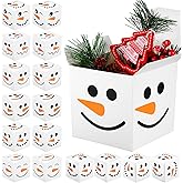 TecUnite 18 Pcs Winter Small Gift Boxes with Lids Snowman Stackable Square Nesting Boxes for Cupcake Candy Cookie Party Favor Birthdays Graduations Anniversaries Valentine's (5 x 5 x 5 Inch)