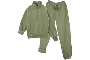TAQCUX Womens Sweatsuits Fleece Lined Jogging Sweatpants and Half Zip Sweatshirts 2 Piece Matching Sweat Sets