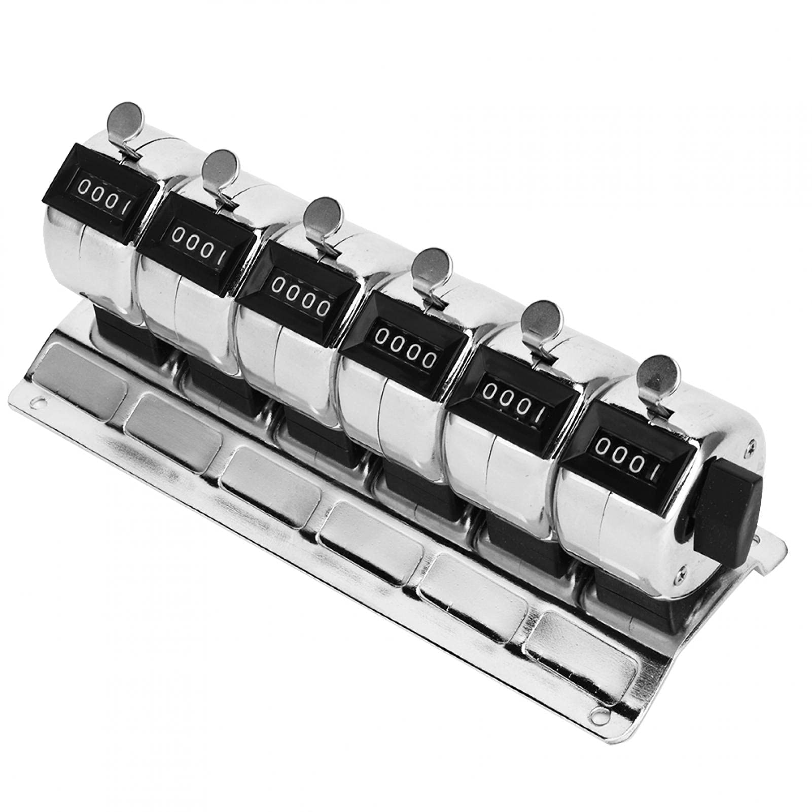 Tally Counter, Manual Tools, Mechanical Counter Metal Manual Clicker 4‑Digit Conjoined 6 Units Stainless Steel Tally