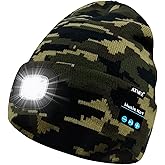 ATNKE LED Lighted Bluetooth Beanie Hat,USB Rechargeable 4 LED Wireless Music Running Headlamp Cap Gift for Men and Women