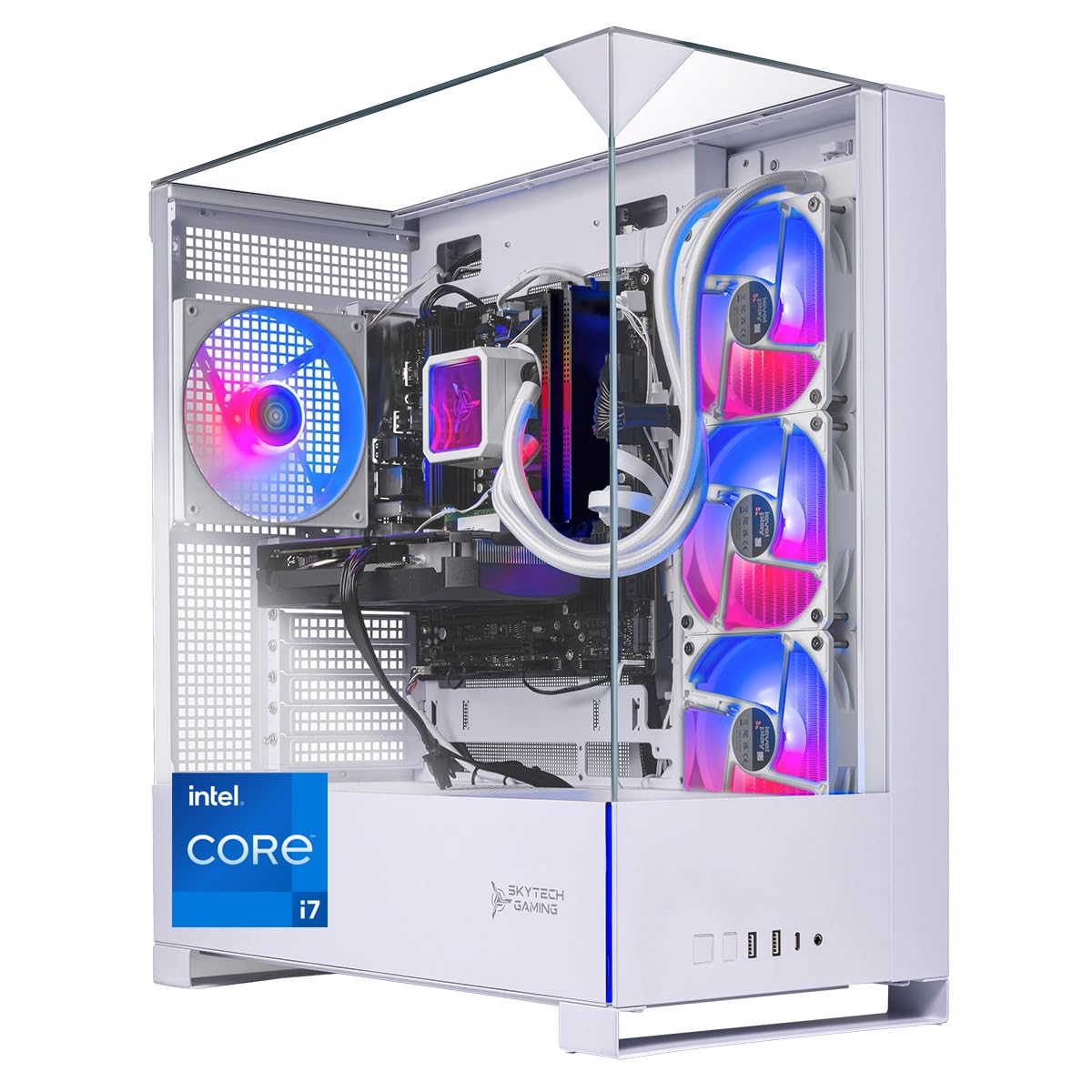 Skytech Gaming Archangel 5 Gaming PC, Intel i7 14700F 2.1GHz, NVIDIA RTX 5060 Ti 16GB, 1TB Gen4 NVMe SSD, 32GB DDR5 RAM 6000, 750W Gold PSU, 360 ARGB AIO, Wi-Fi, Win 11, Desktop