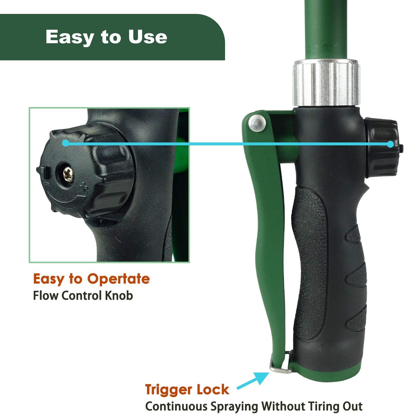 H2O WORKS Heavy Duty 21 Inch Watering Wand with Pivoting Head, Adjustable Garden Hose Water Sprayer Wand with Ergonomic Handle, Spray 6 watering patterns, Perfect for Watering Seedling Beds, Flowers: Home Improvement