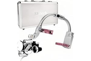 SKTECH Dental Loupes with Light 3.5X 420mm, Head-Mounted Surgical Loupes Binoculars Magnifying Glass & LED Headlamp, Optical Glass Lenses (Silver)