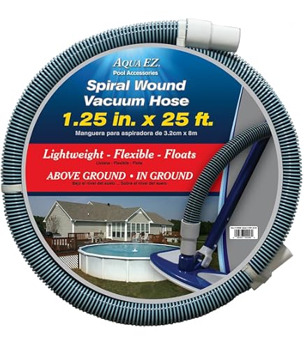 Amazon.com : Aqua EZ 1.25in x 25ft Spiral Wound Vinyl Pool Vacuum
