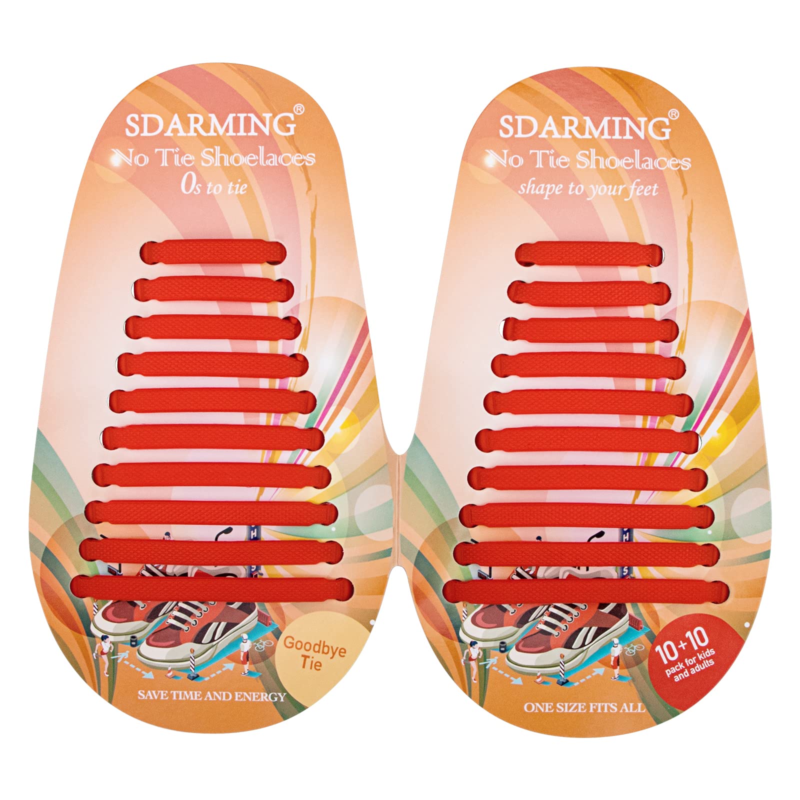 SDARMING No-Tie Elastic Silicone Laces for Kids & Adults - Waterproof Tieless Running Shoe Laces (Red)