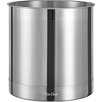KSENDALO Stainless Steel Utensil Holder 7x7inch Large Utensil Holder for Countertop, Round Utensil Caddy for Spoons, Silverwa