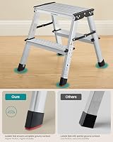 SONGMICS 2 Step Aluminium Ladder 150 kg Load Capacity Foldable Lightweight view 7