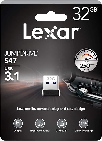 Lexar JumpDrive S47 32GB USB 3.1 Flash Drive Black LJDS47-32GABBK