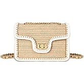 OWGSEE Straw Crossbody Bags for Women, Summer Fashion Straw Purses and Handbags Shoulder Raffia Clutch Bag with Pearls