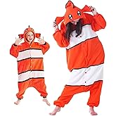 DarkCom Kids Animal Onesie,Women and Mens Cosplay Clownfish Onesie Halloween Costume Christmas Pajamas Sleepwear
