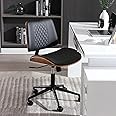 BERYTH Home Office Chair No Arms with Wheels, Adjustable Height Small Desk Chair,PU Leather Mid Back 360 Swivel Computer Chai