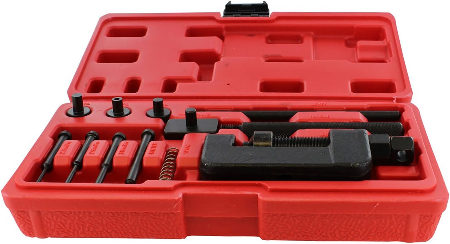 ABN Chain Breaker 13-Piece Set with Carrying Case – Chain Cutter and Riveter for Motorcycle, Bike, ATV: Automotive