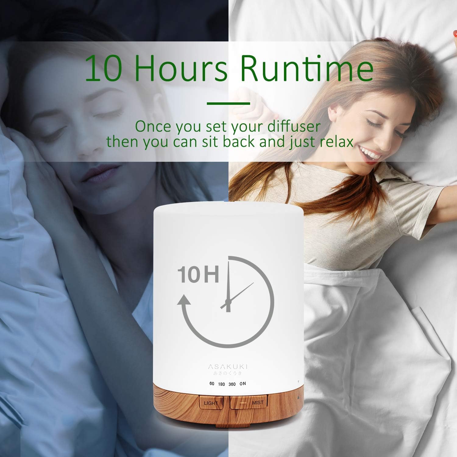ASAKUKI Diffuser 300ml with 6x10ml Essential Oils Set, Essential Oil Diffuser Ultra-Quiet with 7 Colour Lights - Image 5