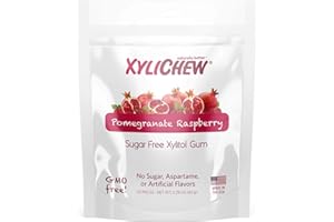 Xylichew 100% Xylitol Chewing Gum - Non GMO, Non Aspartame, Gluten Free, and Sugar Free Gum - Natural Oral Care, Relieves Bad Breath and Dry Mouth - Pomegranate Raspberry, 50 Count