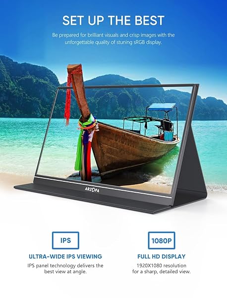 ARZOPA PORTABLE MONITOR, 15.6” 1080P FHD LAPTOP MONITOR USB C HDMI COMPUTER DISPLAY HDR EYE CARE EXTERNAL SCREEN W/SMART COVER FOR MAC PHONE XBOX SWITCH PS5-S1 TABLE