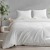 HeimenAogo King Size Tencel Cotton Duvet Cover - Silky Smooth Luxury Hotel Collection Bedding Set, 104x90 Inch Comforter Cover, Zipper Closure, Bright White