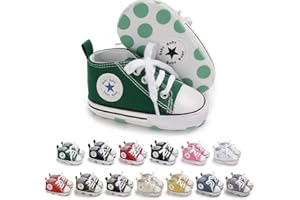 KIDSUN Unisex Baby Boys Girls High Top Sneaker Soft Anti-Slip Sole Newborn Infant First Walkers Canvas Denim Shoes