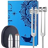 Ckakra Weighted Tuning Forks Set with Genuine Gemstone Base, Complete Set for Effective Sound Therapy,Gem-Feet for Deeper Resonance &amp; Enhanced Vibration,Odorless Silicone Activator,OM136.1+OTTO128